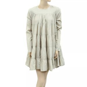 Merlette Soliman Mini Dress Cotton Long Sleeve Tiered Flared Flowy XS New 275240